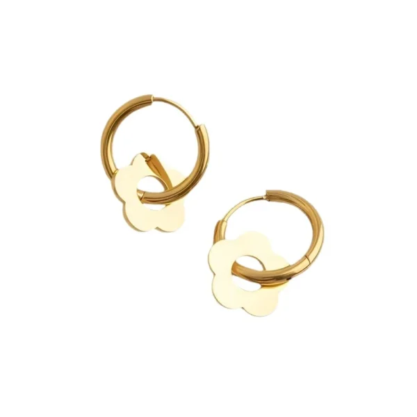Open Daisy Charm Hoop Earrings
