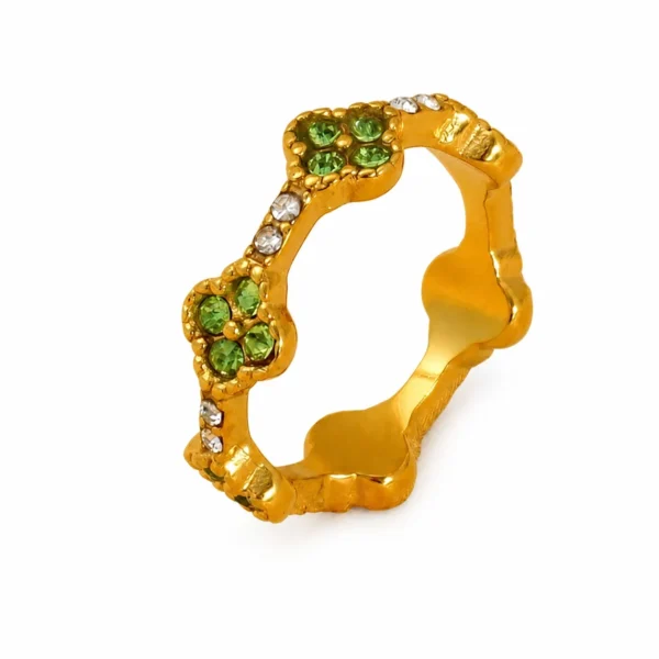 Scalloped Clover CZ Ring