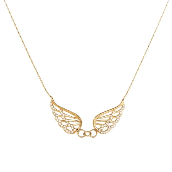 Wing Necklace with Crystal Pavé