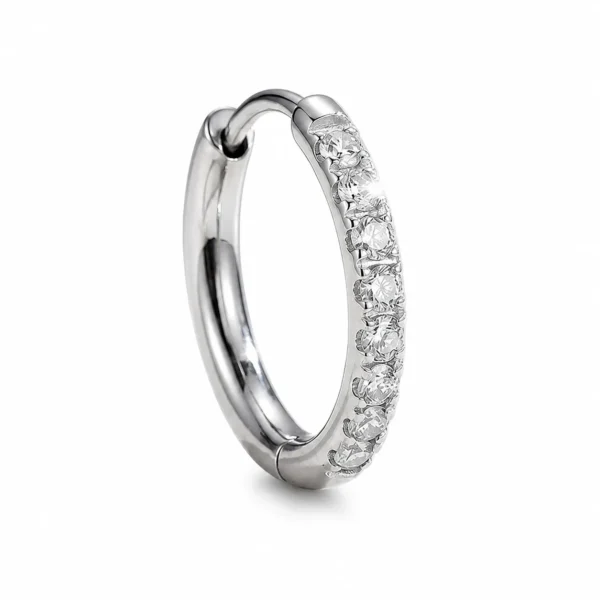 Pavé CZ Huggie Hoop — Single