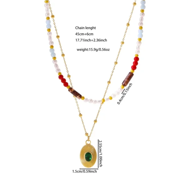 Layered Sun Pendant Necklace with Beads