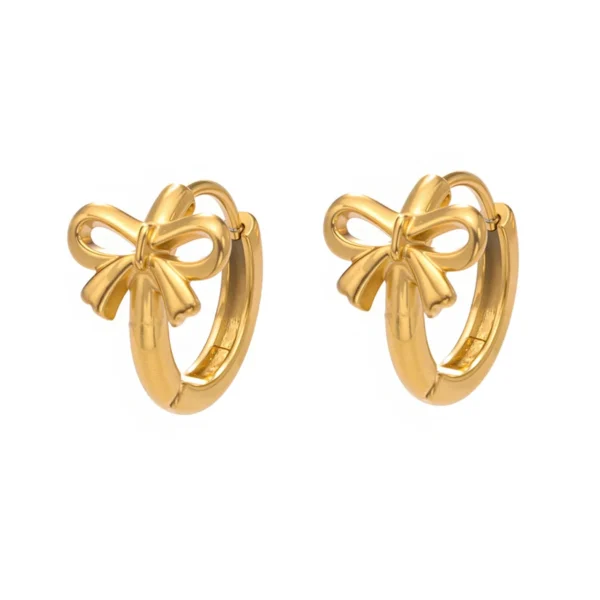 Bow Hoop Earrings, Ribbon Motif