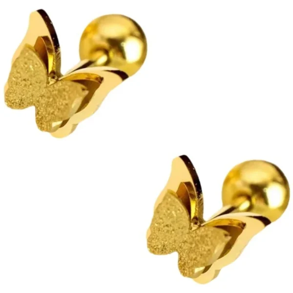 Butterfly Stud Earrings, Textured Center