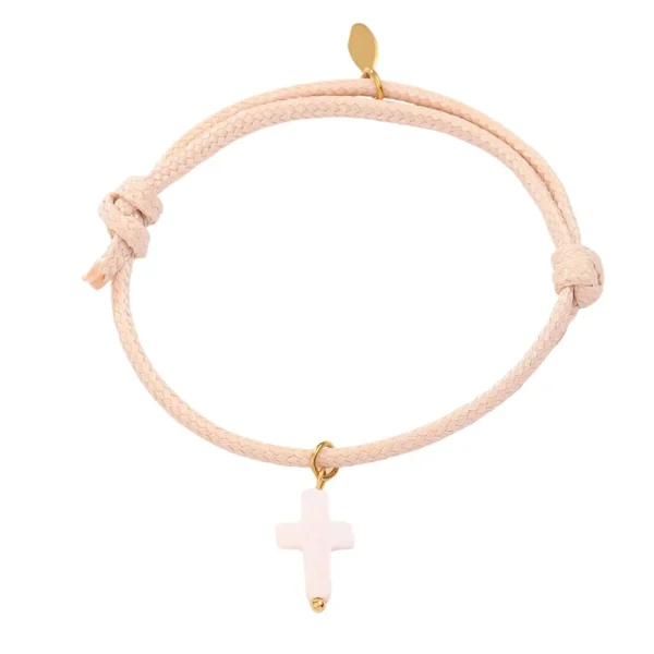 Cross Charm Braided Cord Bracelet