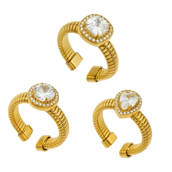 Ribbed CZ Open Ring Designs
