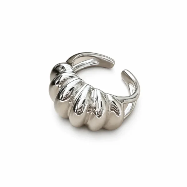 Croissant Ribbed Open Ring