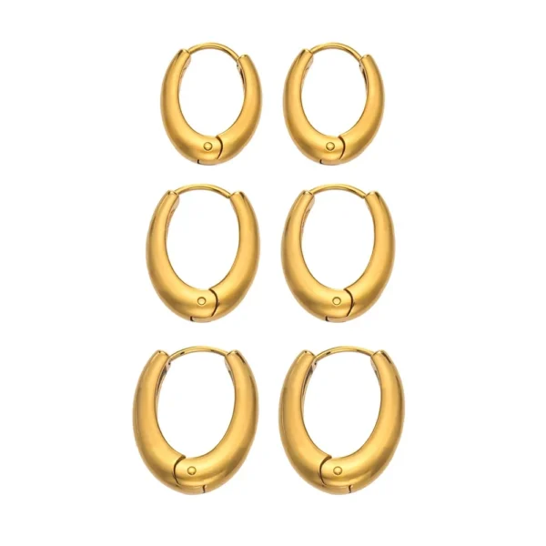 Oval Dome Hinged Hoop Earrings