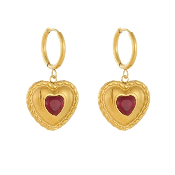 Red Heart Drops Hoop Earrings