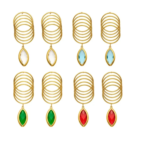 Oval Coils & Marquise Glass Drop Earrings