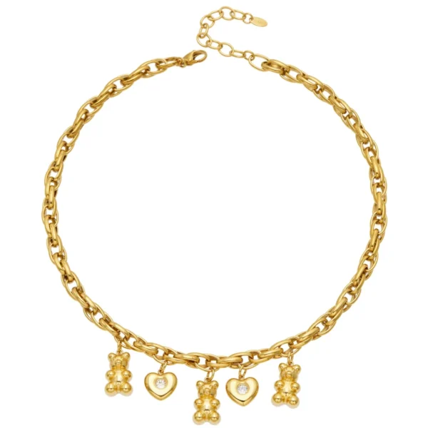 Bear Heart Charm Necklace