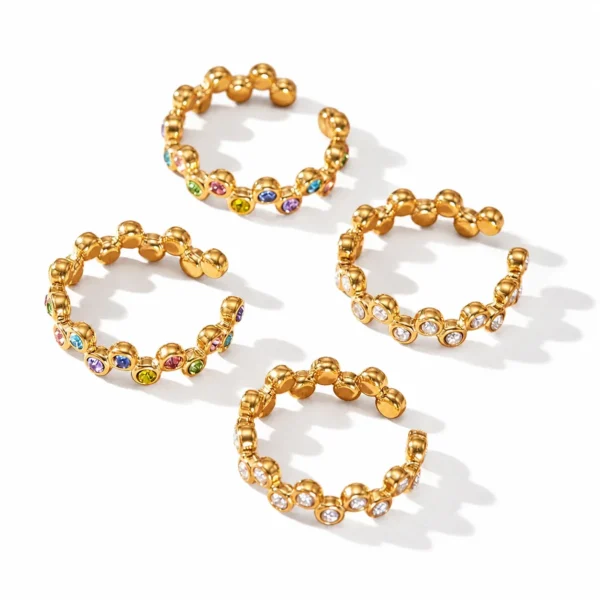 Bezel Dot Open Cuff Ring