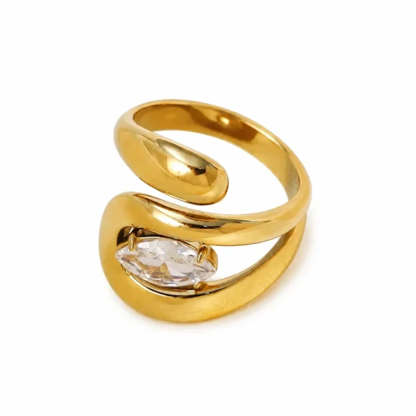 Open Ring with Marquise Prong-Set CZ