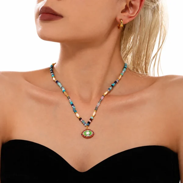 Beaded Evil Eye Pendant Necklace