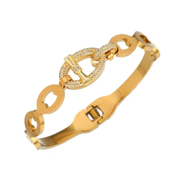 Pavé Oval Toggle Links Bangle Bracelet