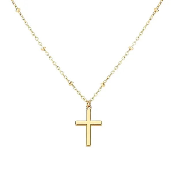 Cross Pendant Bead Chain Necklace