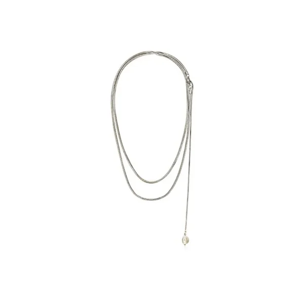 Layered Snake Chain Pearl Pendant Necklace