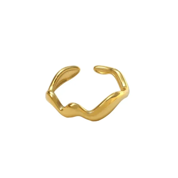 Open Ring with Wavy Band and Paddle Ends