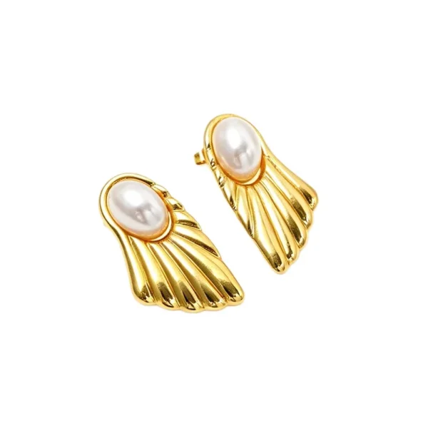 Oval Bead, Fluted Stud Earrings