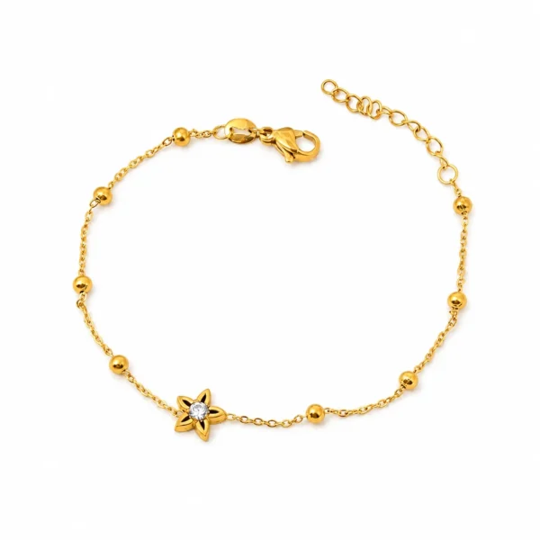 Chain Bracelet Bead Stations Star CZ