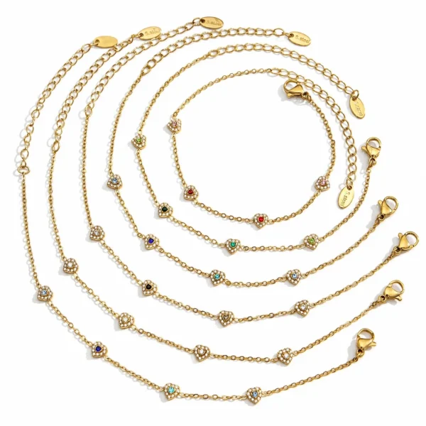Heart CZ Cable Chain Jewellery — Choose Your Piece
