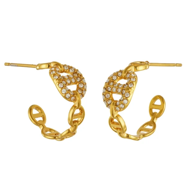 Pavé Oval Link Hoop Earrings