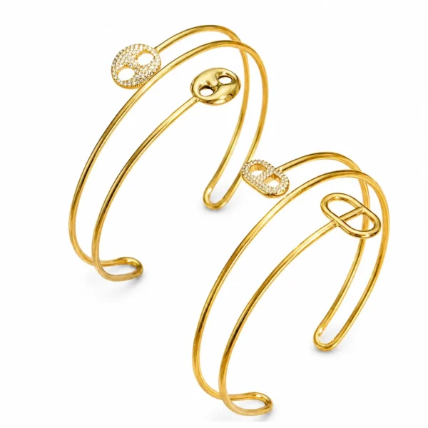 Pavé Oval-Link Double Wire Cuff