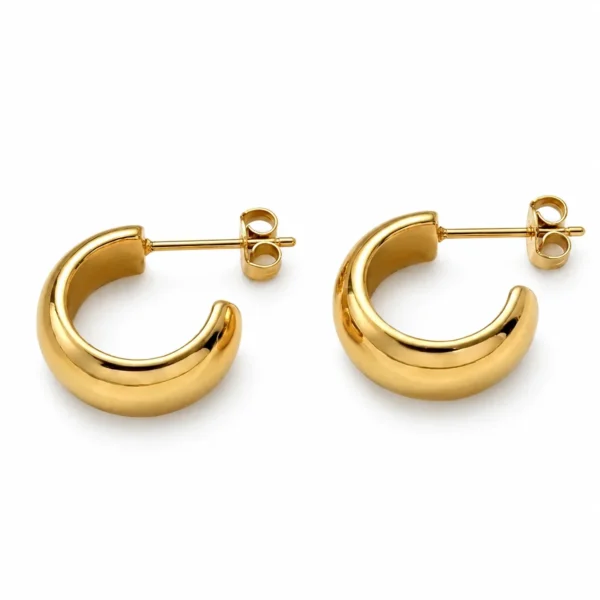 Hoop Stud Earrings with Chunky Open-C Profile