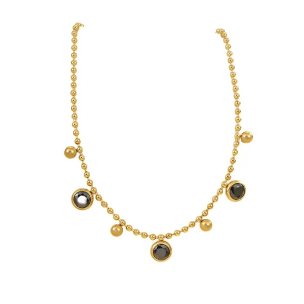 Bezel-Set Round Crystals & Ball Chain Anklet