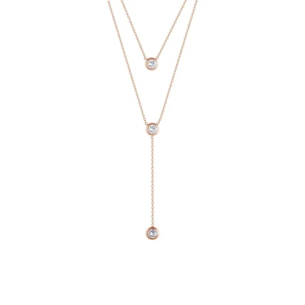 Layered Necklace with Three Bezel-Set Crystals