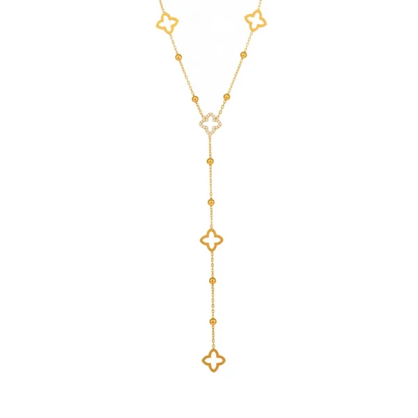 Clover Bead Y-Drop Necklace