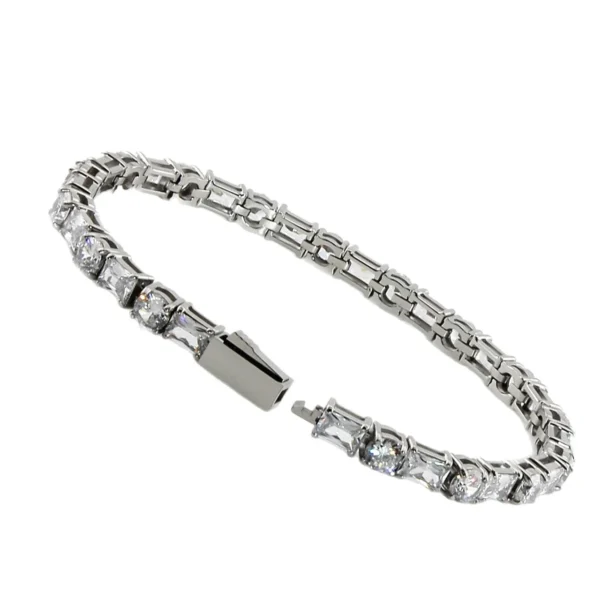 Tennis Bracelet Round Baguette CZ