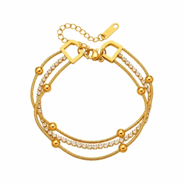 Bracelet Three-Strand Snake Chain Crystal