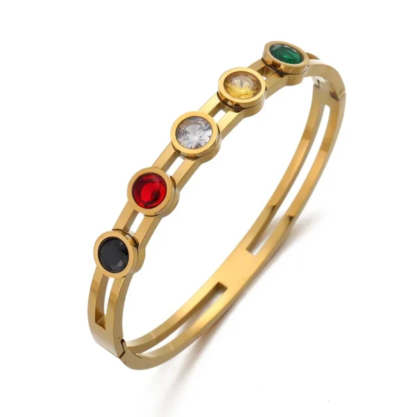 Five Round Crystals Bangle Bracelet