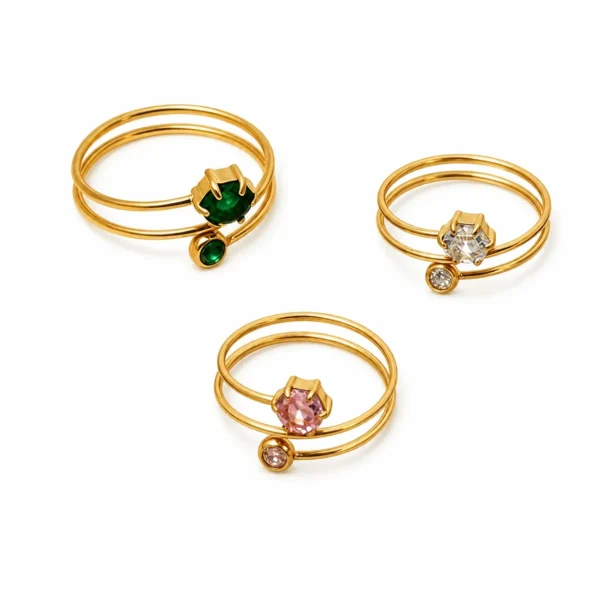 Coiled Hexagon CZ Ring