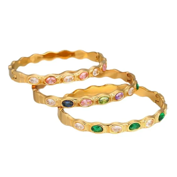 Oval Crystal Stations Bangle Bracelet