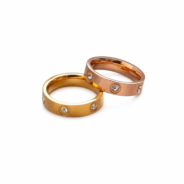 Polished Bezel Crystal Wide Band Ring