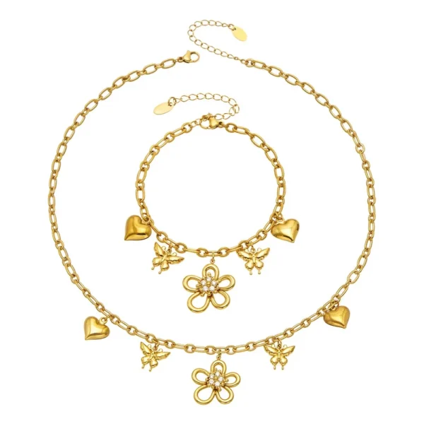 Flower Heart Butterfly Charm Jewellery — Choose Your Piece