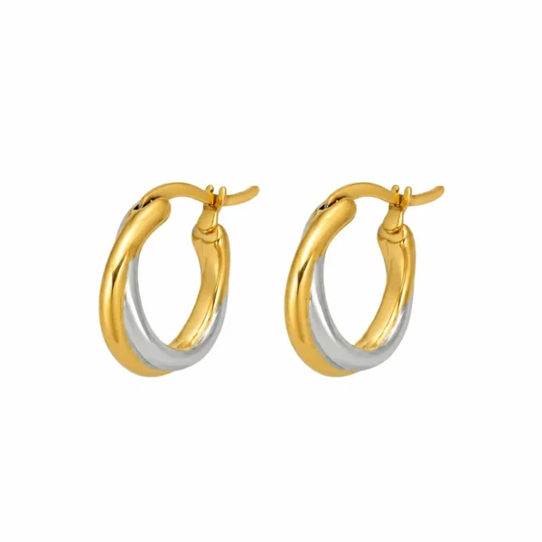 Twisted Two-Tone Hoop Earrings
