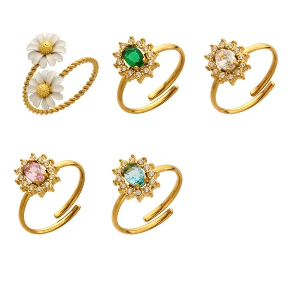 Romantic Daisy CZ Open Ring