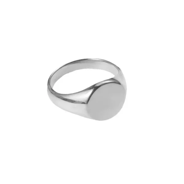 Polished Round Disc Tapered Signet Ring
