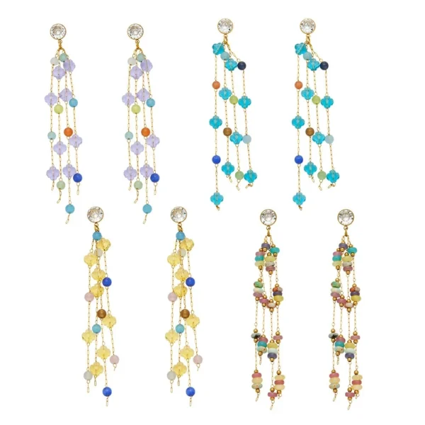 Cascading Crystal Tassel Drop Earrings