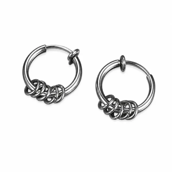 Punk Ring Charm Hoop Earrings
