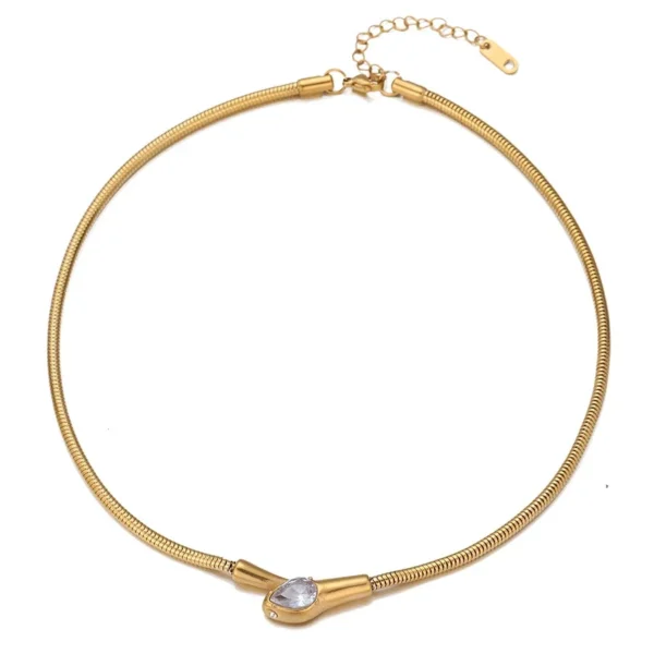 Snake Head Necklace with Teardrop CZ