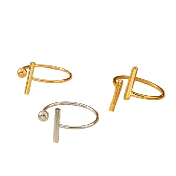 Open Ring with Ball and Vertical Bar