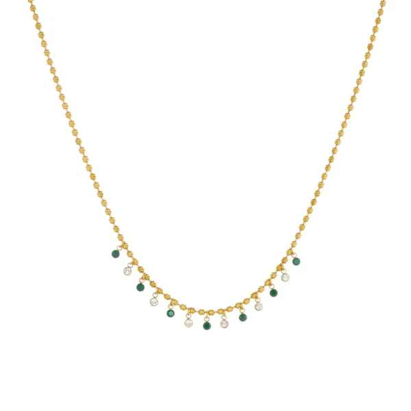 Chain Necklace with Green and Clear Crystal Drops