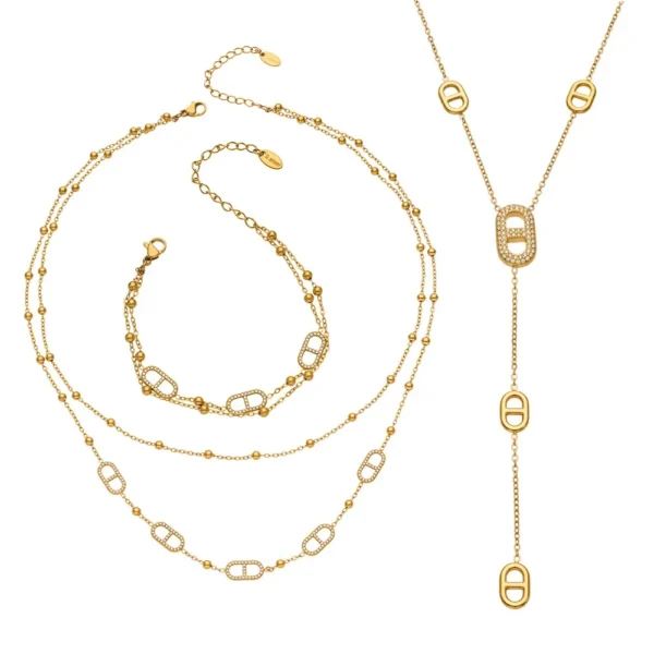 Bead Chain CZ Station Jewellery — Choose Your Piece