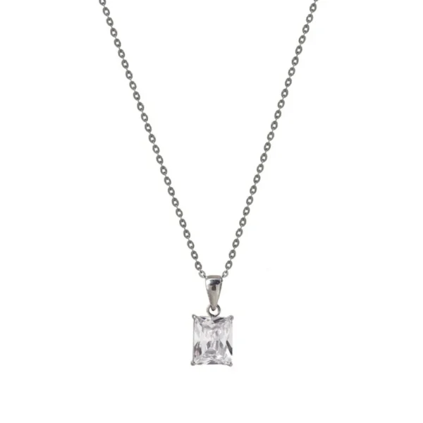 Square CZ Pendant Necklace