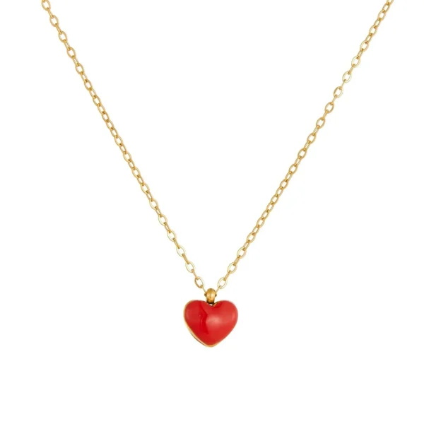 Heart Necklace & Bracelet with Red Motifs — Choose Your Piece