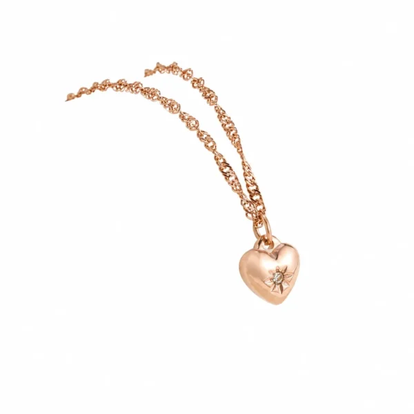 Heart Pendant Necklace with Starburst Crystal