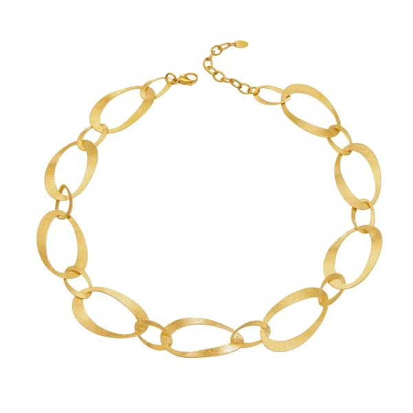 Chain Necklace with Hammered Oval Links